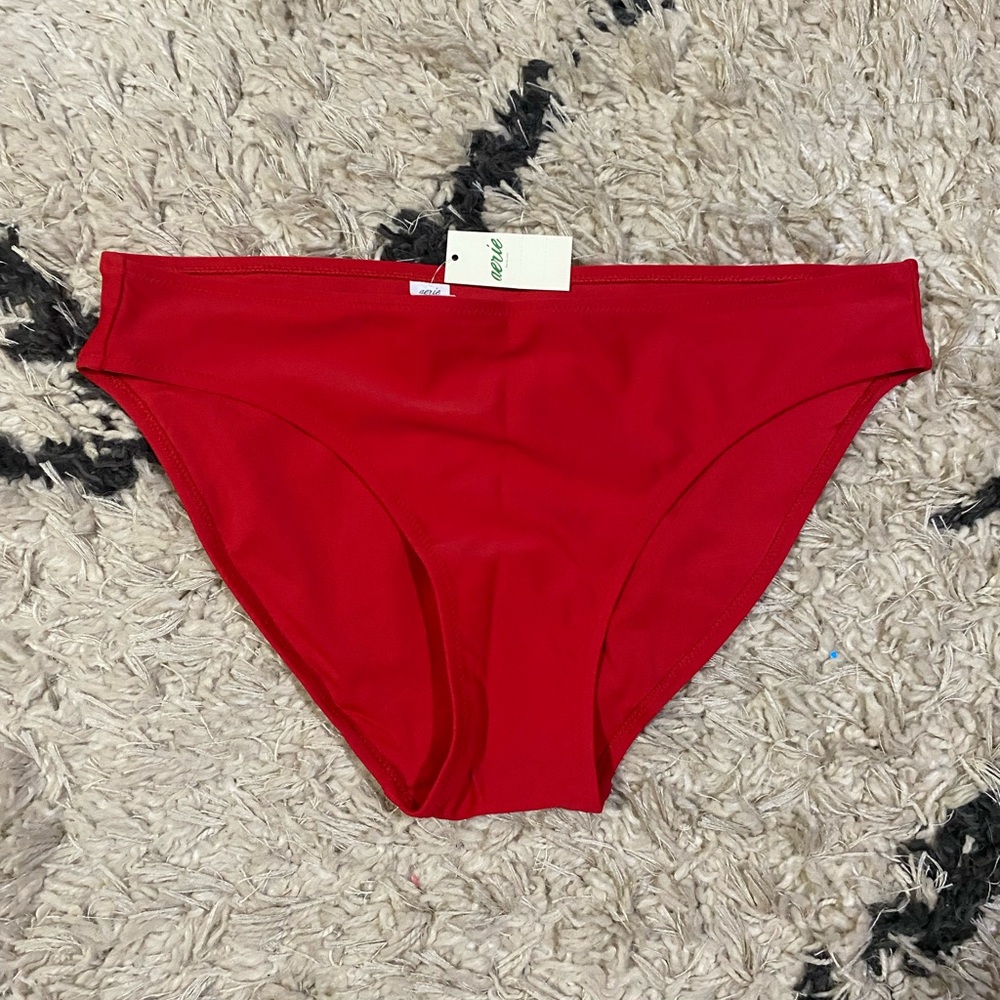 Aerie red full coverage bikini bottom NWT size M